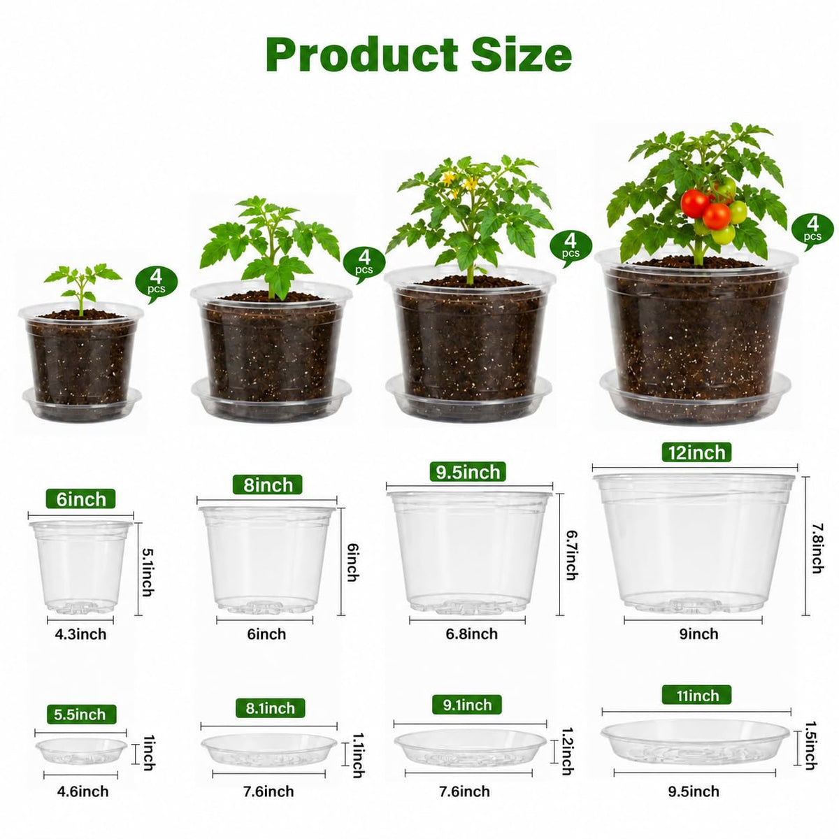 Bluepro Clear Nursery Pots with Humidity Domes, 4 Inch, 30-Pack Father Jim Norris notebooks