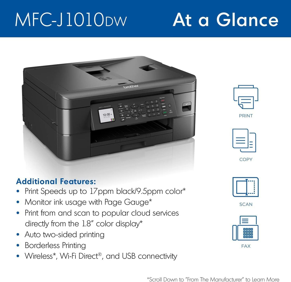 Brother Work Smart 1360 Wireless Color Inkjet All-in-One Print, Scan, Copy Father Jim Norris notebooks