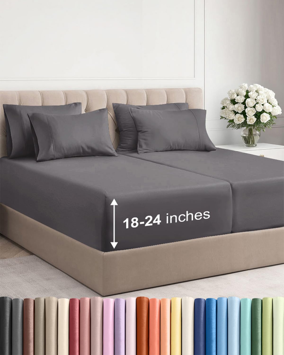 CGK Extra Deep Twin XL Sheet Set - 4pc College Dorm Room - Coral
