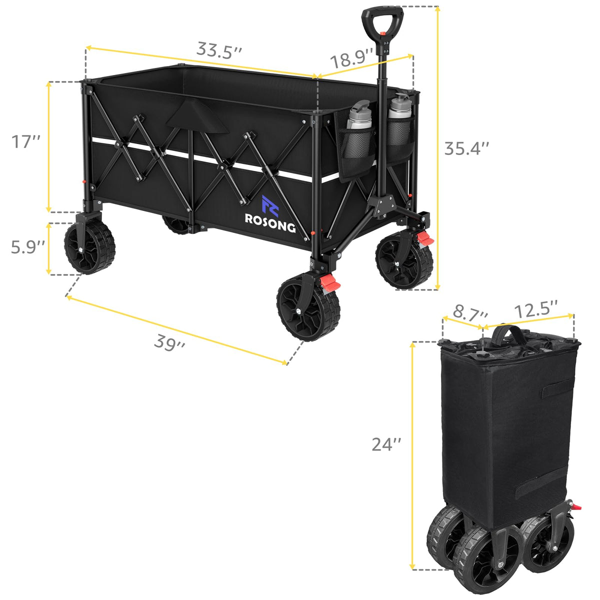 ROSONG Collapsible Wagon Cart with Wheels Foldable - Folding Utility Heavy Duty Wagons Carts for Grocery Sports Garden Shopping Camping Wheelbarrows (Pink, 120L) Father Jim Norris notebooks