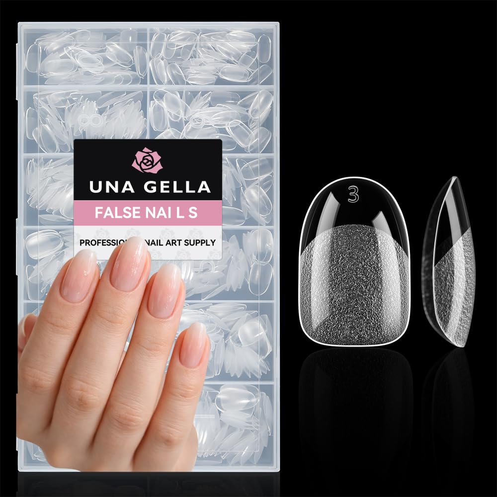 UNA GELLA Short Almond Nail Tips 504PCS Short Fake Nails Soft Press Ons