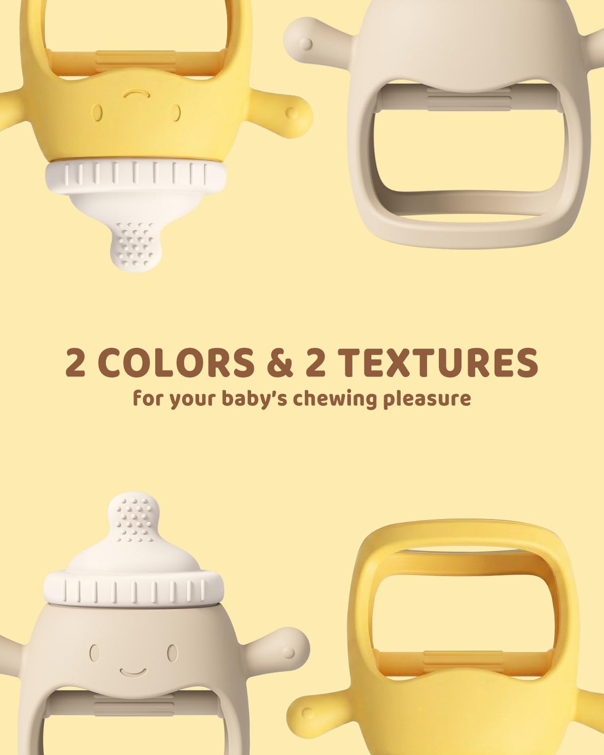 ChooKaChoo 2 Pack Baby Teething Toy Silicone Teething Mitten for Babies Over 3 Months Anti Dropping Wrist Hand Teethers Baby Chew Toys for Sucking Needs, BPA Free