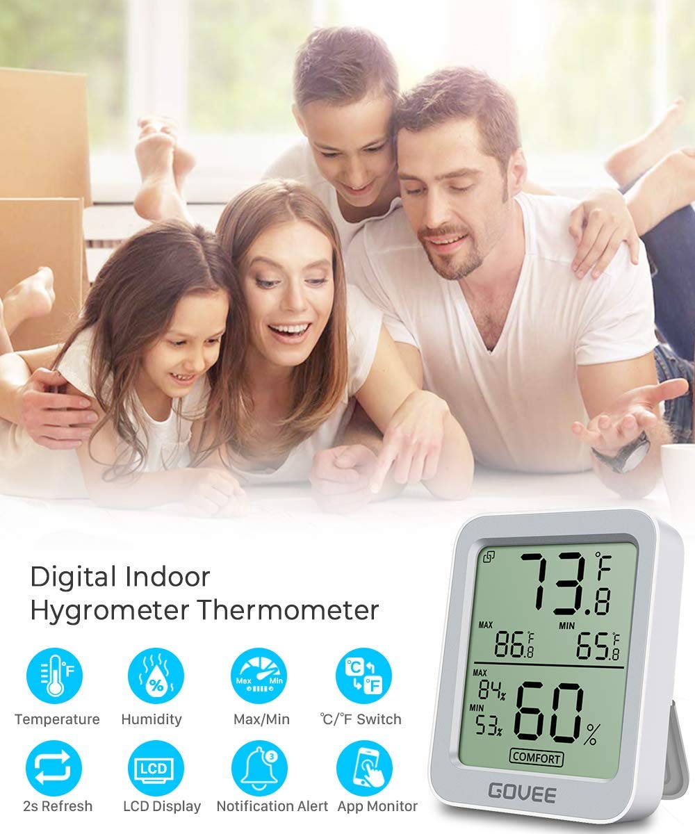 Govee Indoor Hygrometer Thermometer 2Pack H5075 with Bluetooth App Control Father Jim Norris notebooks