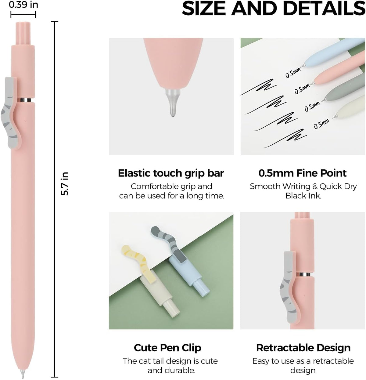 Ddaowanx Gel Pens,6 Pcs 0.5mm Retractable Quick Dry Black Ink Pens Father Jim Norris notebooks
