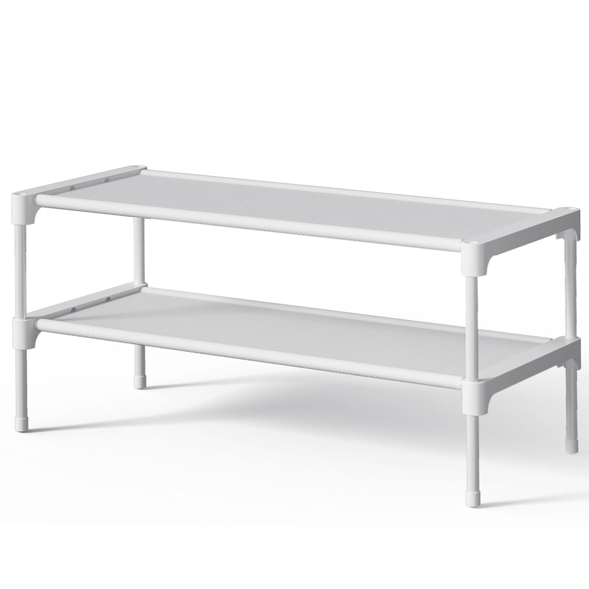 Kitsure Shoe Rack - Non-Woven Shoe Rack Shelf, Shoe Organizer for Closet, Entryway, Garage & Corridor, Stackable Shoe Shelves, 27.5" Wide - 2 Tier, Black
