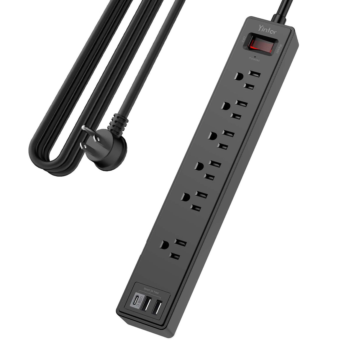 Yintar 6Ft Surge Protector Power Strip with 6 Outlets & 3 USB Ports, Black Father Jim Norris notebooks