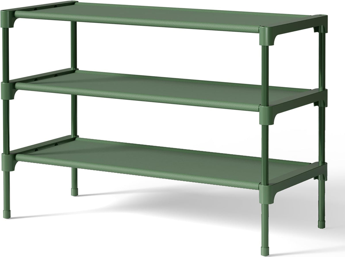 Kitsure Shoe Rack - Non-Woven Shoe Rack Shelf, Shoe Organizer for Closet, Entryway, Garage & Corridor, Stackable Shoe Shelves, 27.5" Wide - 2 Tier, Black