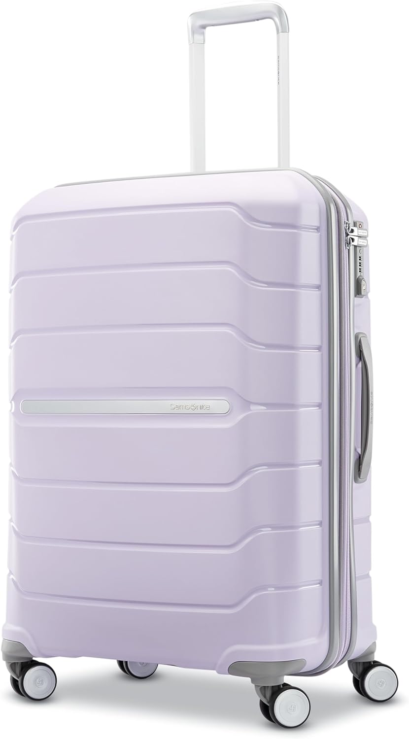 Samsonite Freeform Medium Luggage with Dual 360° Spinner Wheels - Checked Suitcase - TSA Lock, Airline-Approved - Lightweight Durable Polypropylene Expandable Hardshell - Amethyst Purple