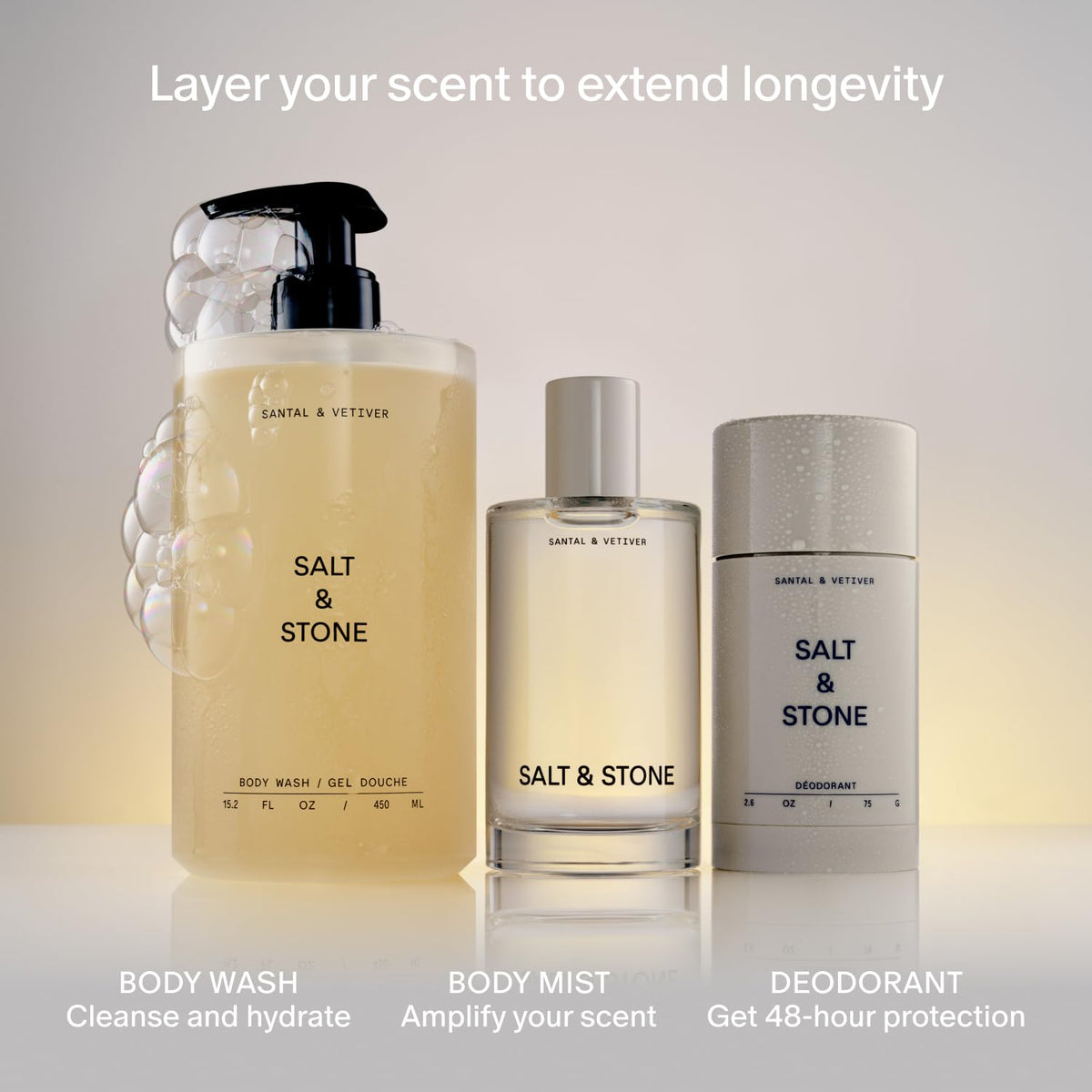 Salt & Stone Body Wash for Women & Men, Bergamot & Hinoki 15.2 fl oz