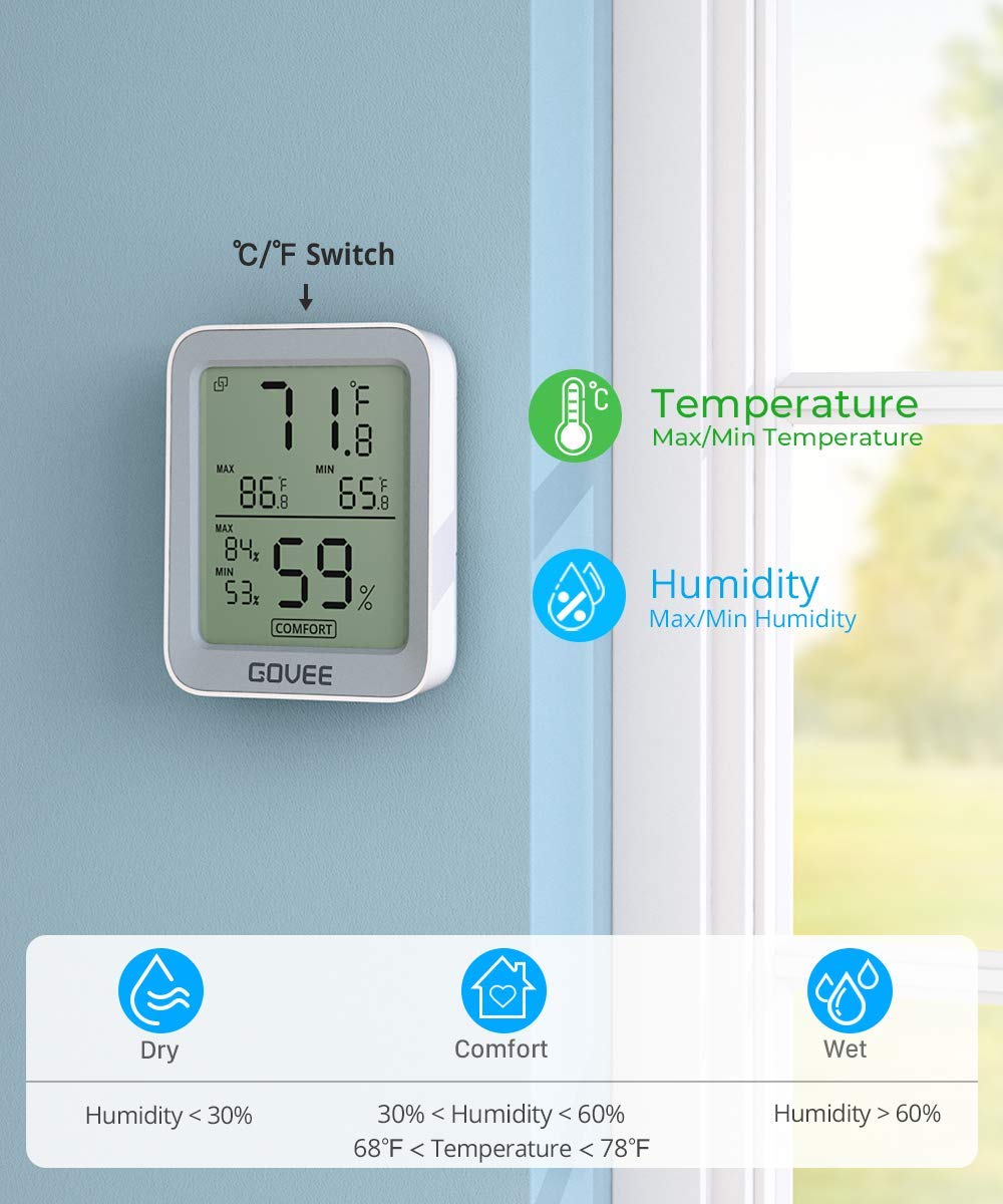Govee Indoor Hygrometer Thermometer 2Pack H5075 with Bluetooth App Control Father Jim Norris notebooks