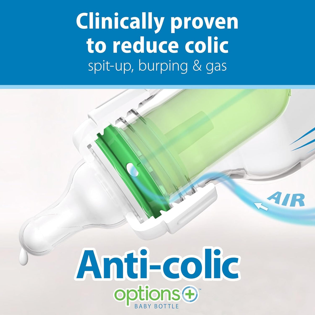 Dr. Brown's Anti-Colic Options+ Narrow Baby Bottle, Clear, 8 oz, 4-Pack