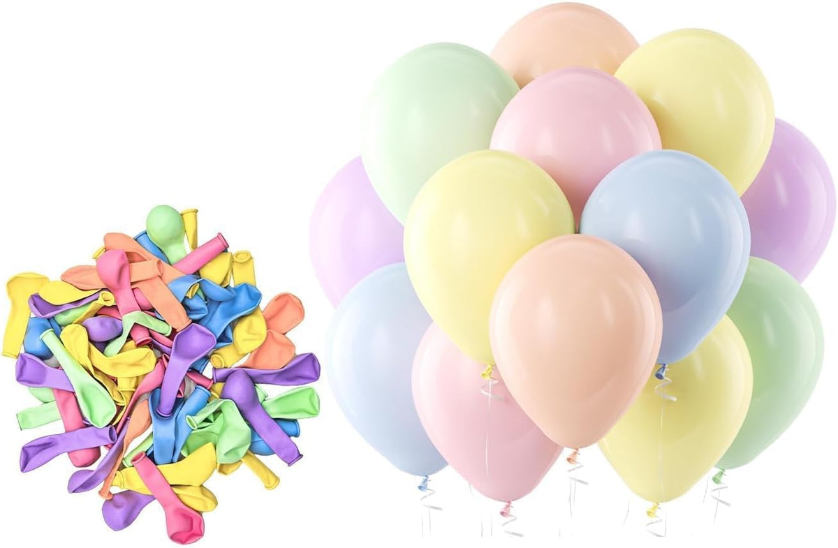 Bezente Assorted Latex Rainbow Balloons 100 Pack 12 inch
