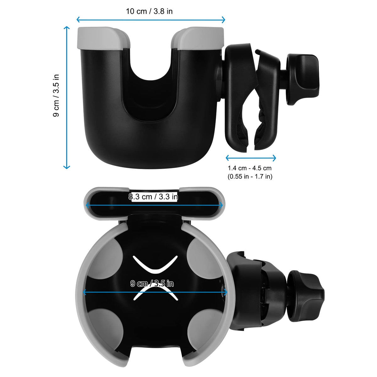 Accmor Stroller Cup Holder with Phone Holder, Bike Cup Holder, Walker Scooter Wheelchair Cup Holder Attachment, Universal Cup Holder for Uppababy Graco Strollers