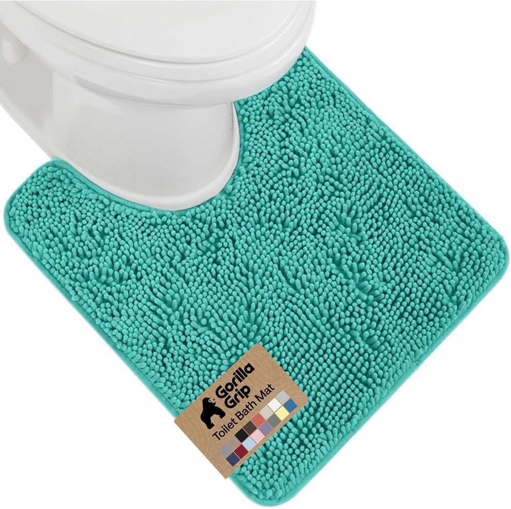 GORILLA GRIP Bath Rug Mat for Bathroom, Absorbent Chenille, 24x17 Gray