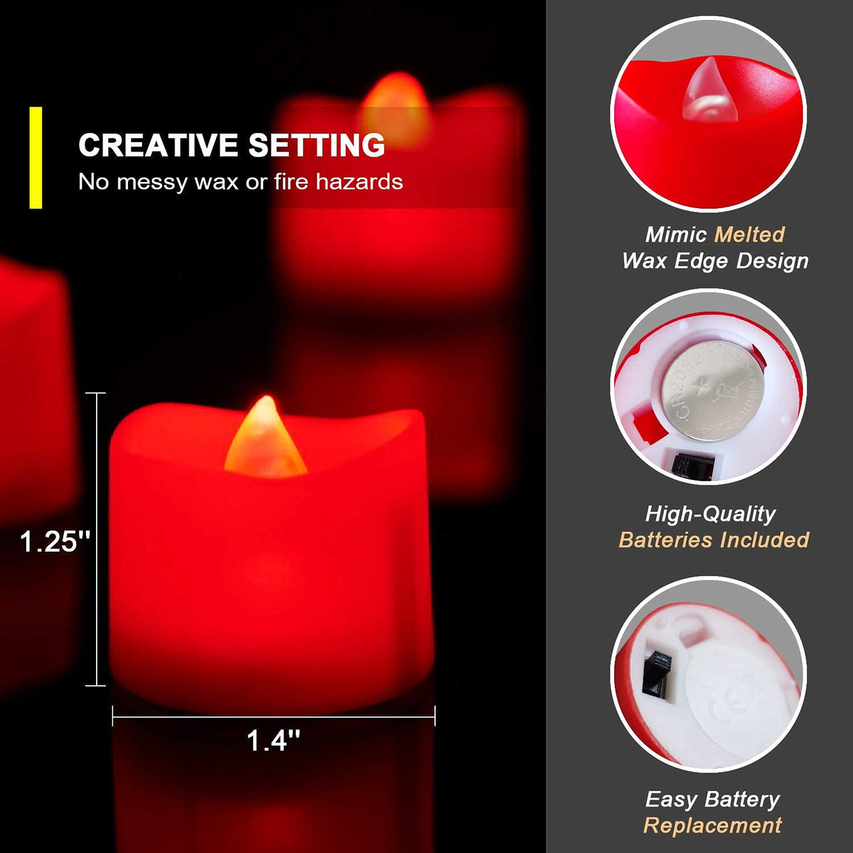 Homemory 24-Pack Black Flameless Battery Tea Light Candles, 200+ Hours Father Jim Norris notebooks