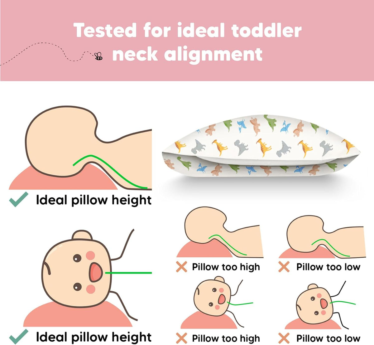 Toddler Pillow with Pillowcase, 13x18 My Little Dreamy Pillow (ABC Land)