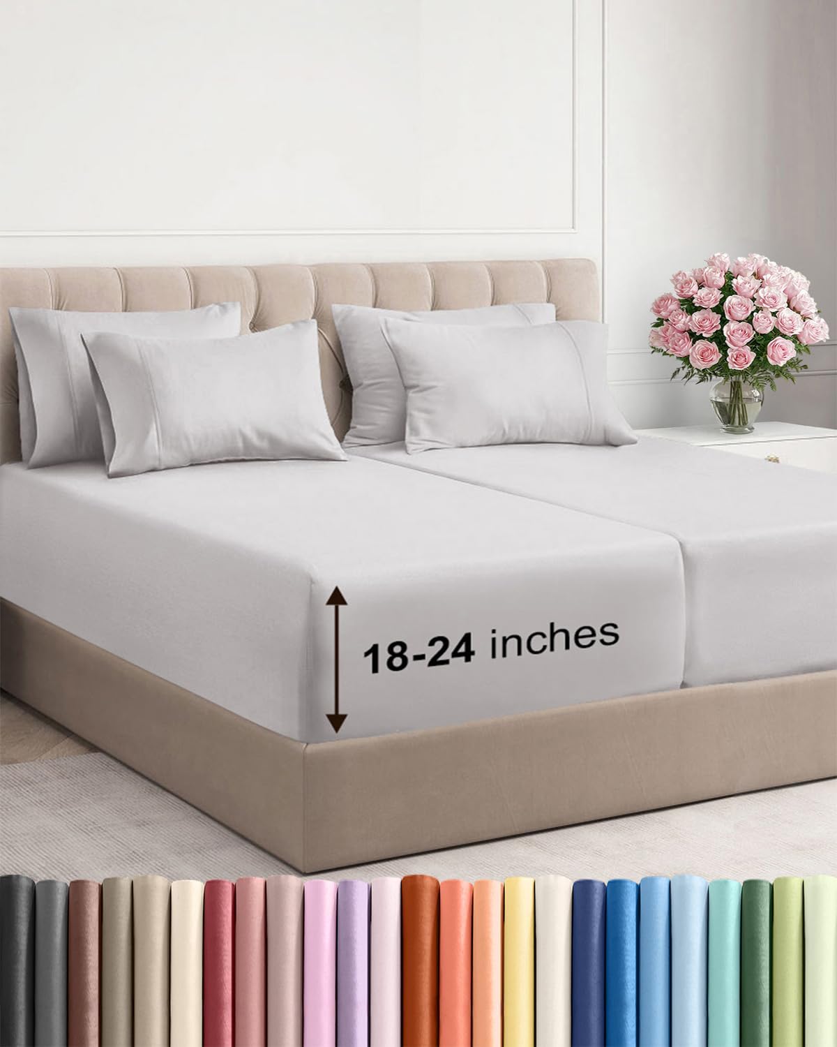 CGK Extra Deep Twin XL Sheet Set - 4pc College Dorm Room - Coral