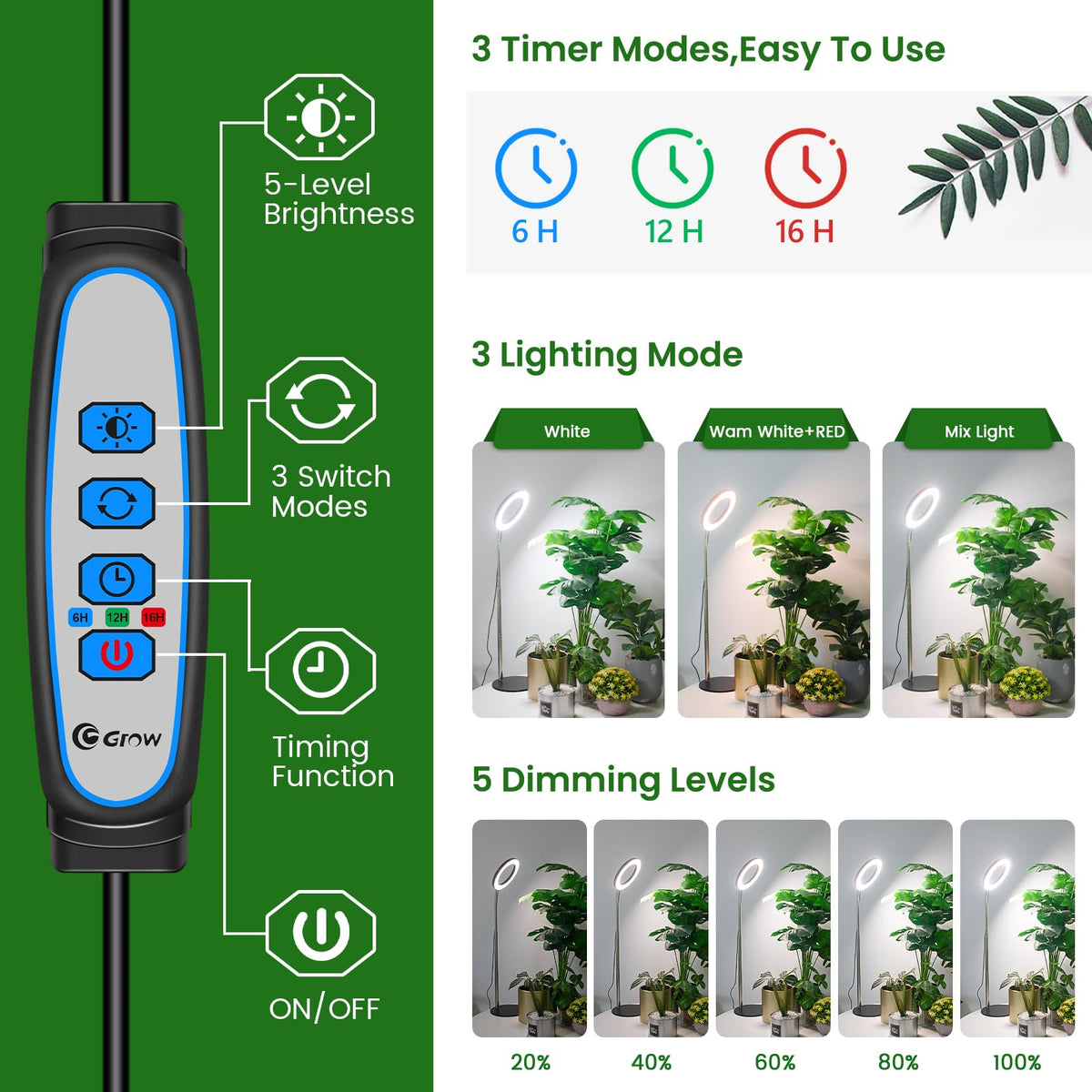 Aokrean Grow Lights for Indoor Plants Growing, Full Spectrum with Base Father Jim Norris notebooks