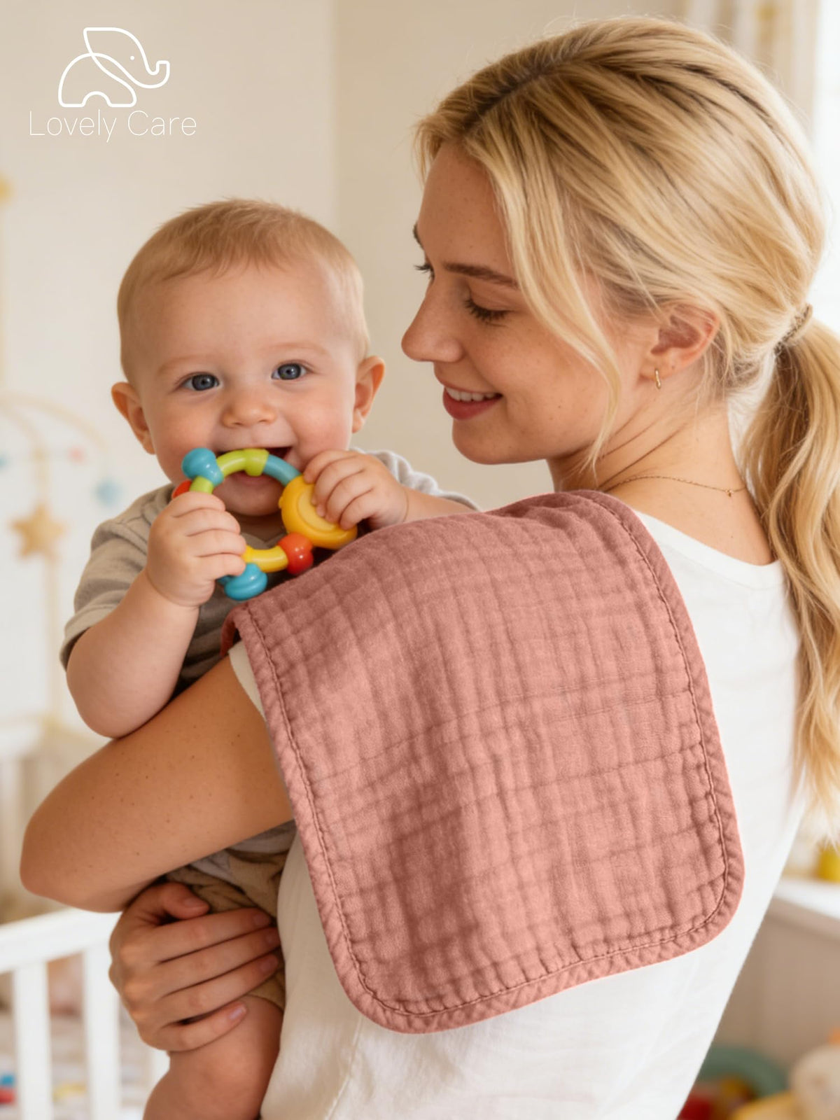 Lovely Care 12 Pack Muslin Burp Cloths 100% Cotton Muslin Cloths Large 20''x10'' Extra Soft and Absorbent Baby Burping Cloth - White