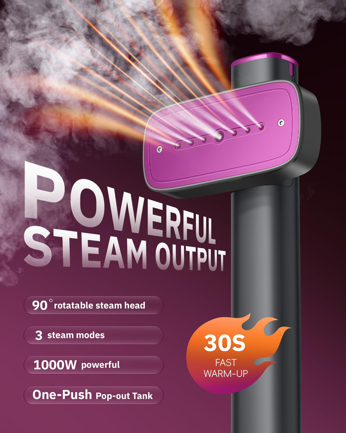 OGHom Steamer for Clothes, 110-240V Travel Steamer & Iron 2 in 1, 1000W Powerful Steam.