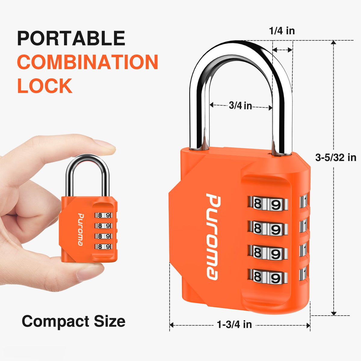 Puroma 2 Pack Combination Lock Locker 4 Digits Combo Padlock Gym Black