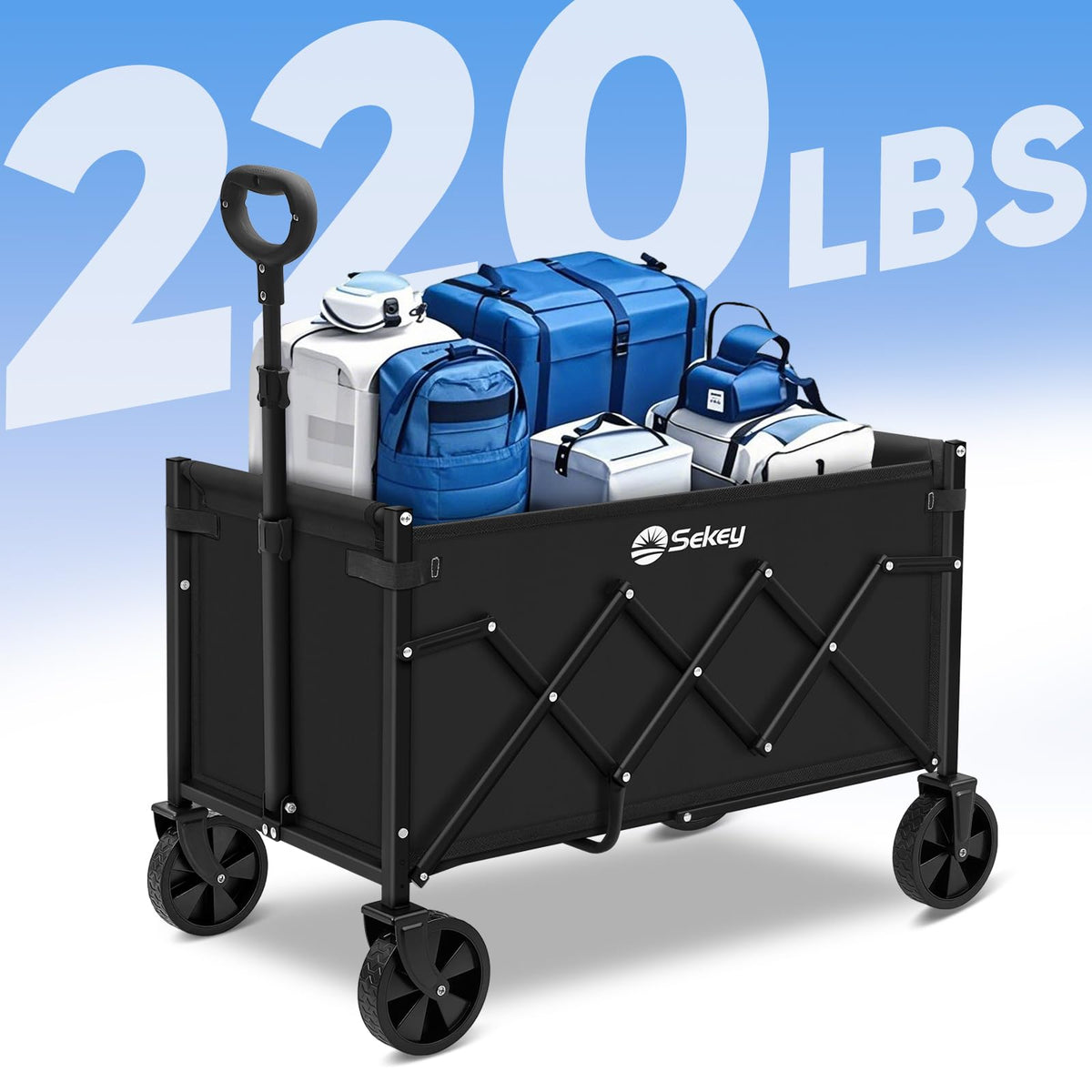 Sekey Lightweight Collapsible Wagon, 220 lb Capacity, Quick-Fold Cart Father Jim Norris notebooks