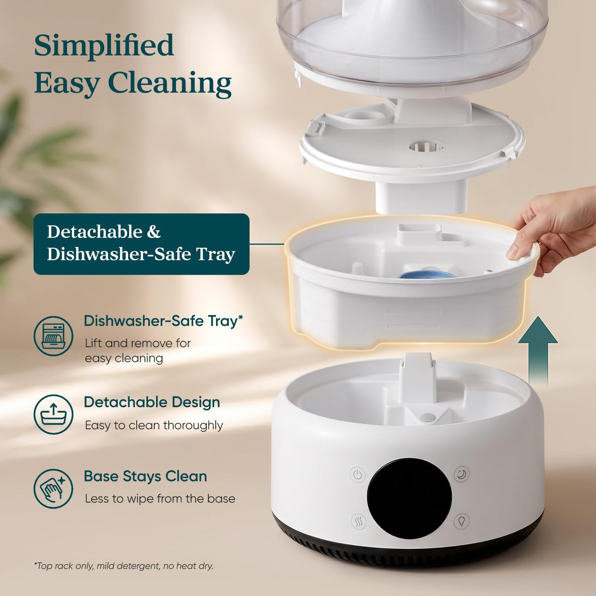 Levoit Humidifiers for Bedroom, Dishwasher Safe, Blue Light-Safe, 3.2L