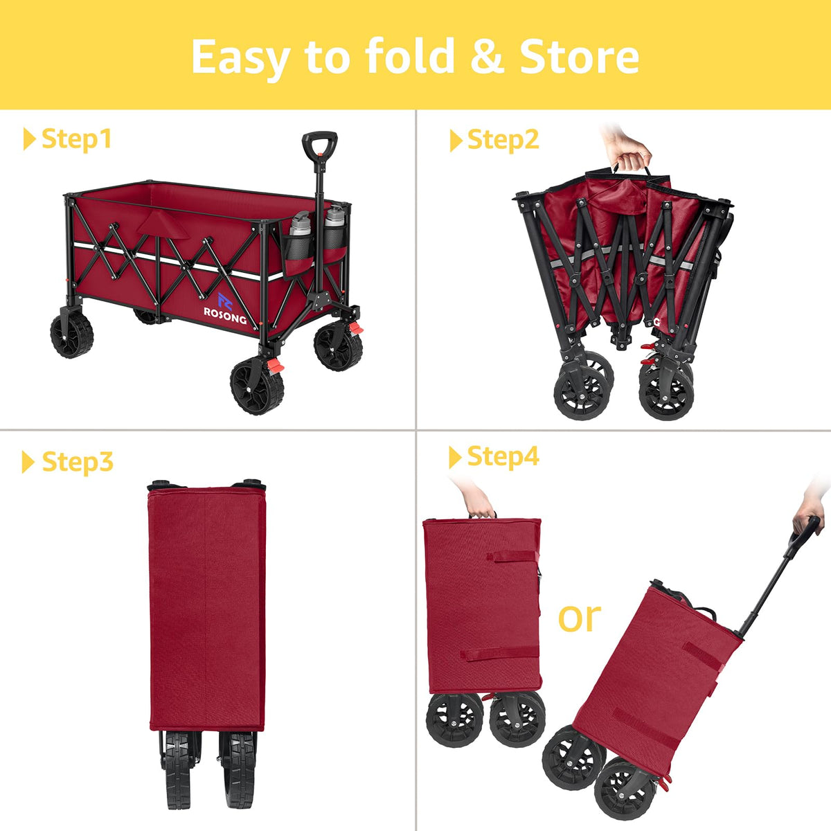 ROSONG Collapsible Wagon Cart with Wheels Foldable - Folding Utility Heavy Duty Wagons Carts for Grocery Sports Garden Shopping Camping Wheelbarrows (Pink, 120L) Father Jim Norris notebooks