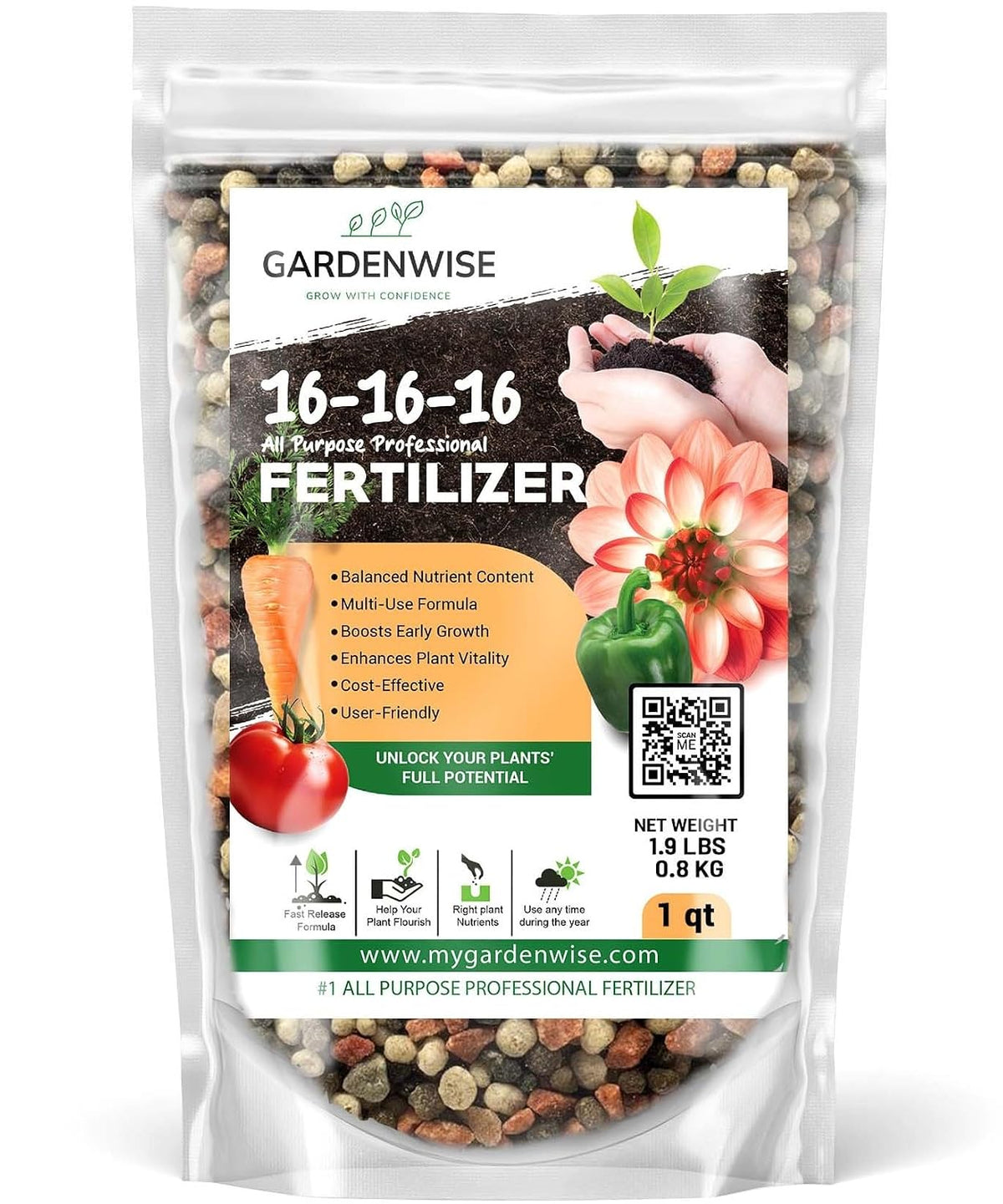 GARDENWISE 6-3-0 All-Purpose Professional Eco-Friendly Slow-Release Nitrogen Fertilizer with Iron & Calcium,Non-Burning, Enhances Soil Structure,for Indoor&Outdoor Plants,Vegetable Gardens (2 QUARTS) Father Jim Norris notebooks