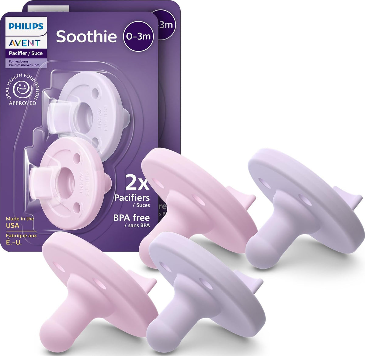 Philips Avent Soothie Baby Pacifier for 0-3 Months, BPA-Free, 4-Pack, Green