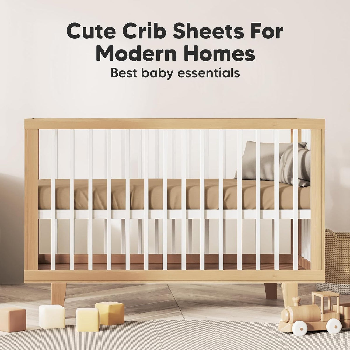 KeaBabies 2pk Organic Cotton Crib Sheets for Boys Girls 52x28, ABC Land Sky