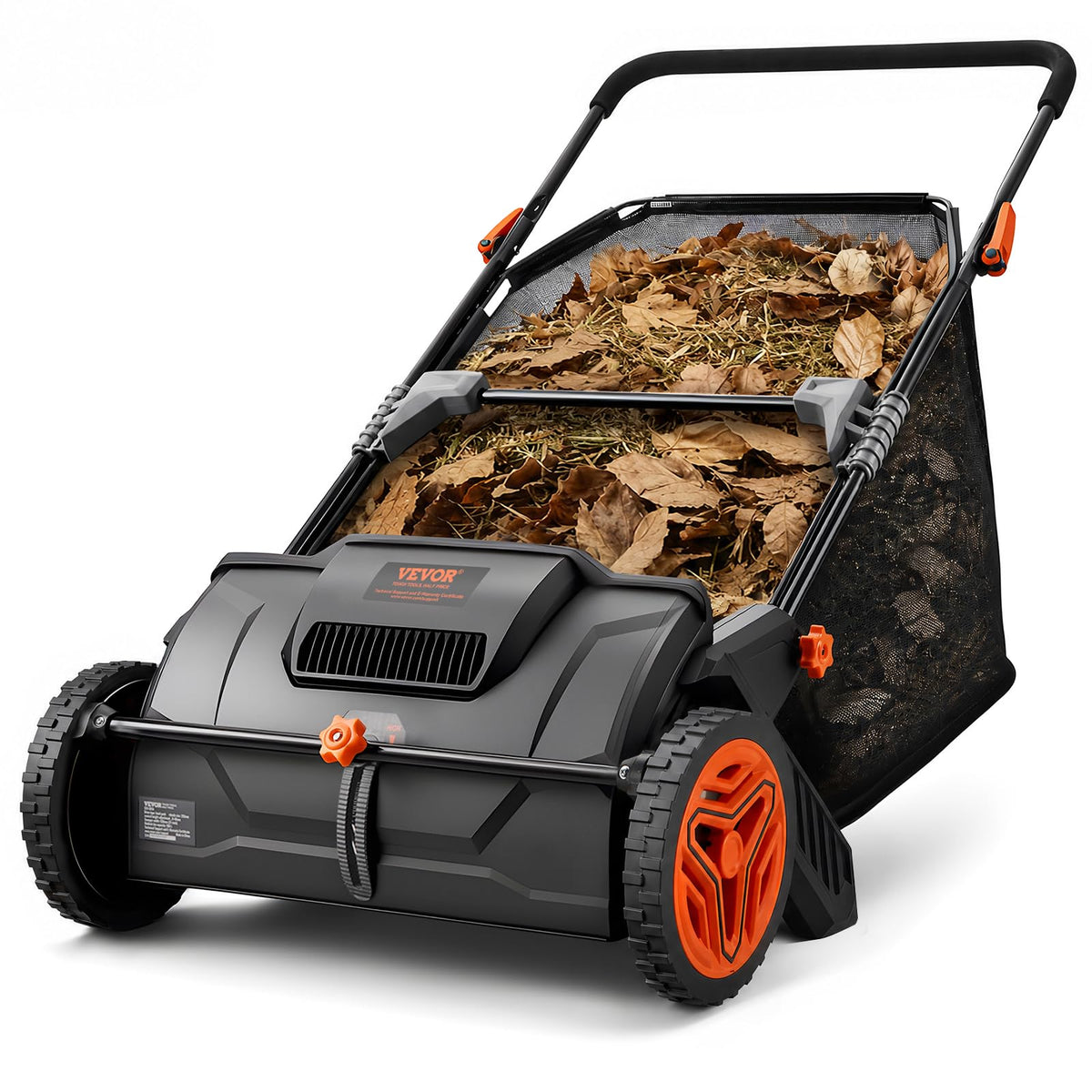 VEVOR Push Lawn Sweeper 26 in Leaf & Grass Collector 7 cu. ft. Hopper Bag Father Jim Norris notebooks