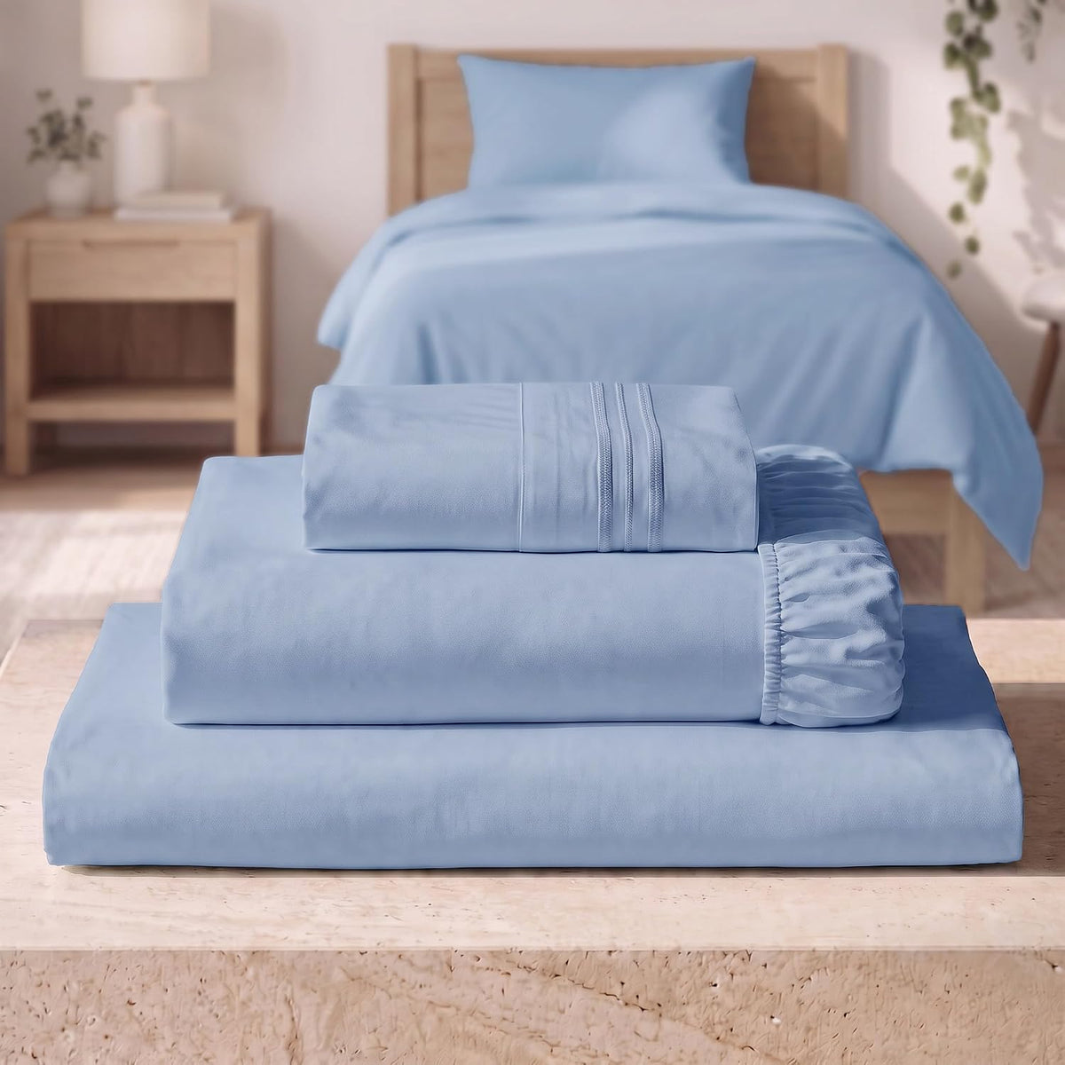 Mellanni Iconic 3-Piece Bed Sheet Set, 16" Deep Pocket (Twin, White)