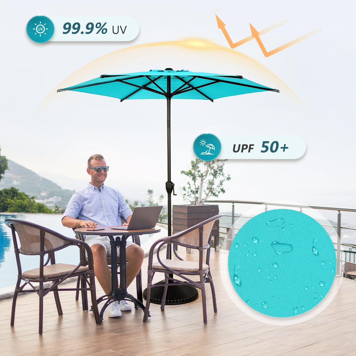 Abba Patio 7.5FT Lyon Outdoor Patio Umbrella Outdoor Table Umbrella with Push Button Tilt and Crank Market Umbrella 6 Sturdy Ribs UV Protection Waterproof for Garden Deck Backyard Pool Grey Father Jim Norris notebooks