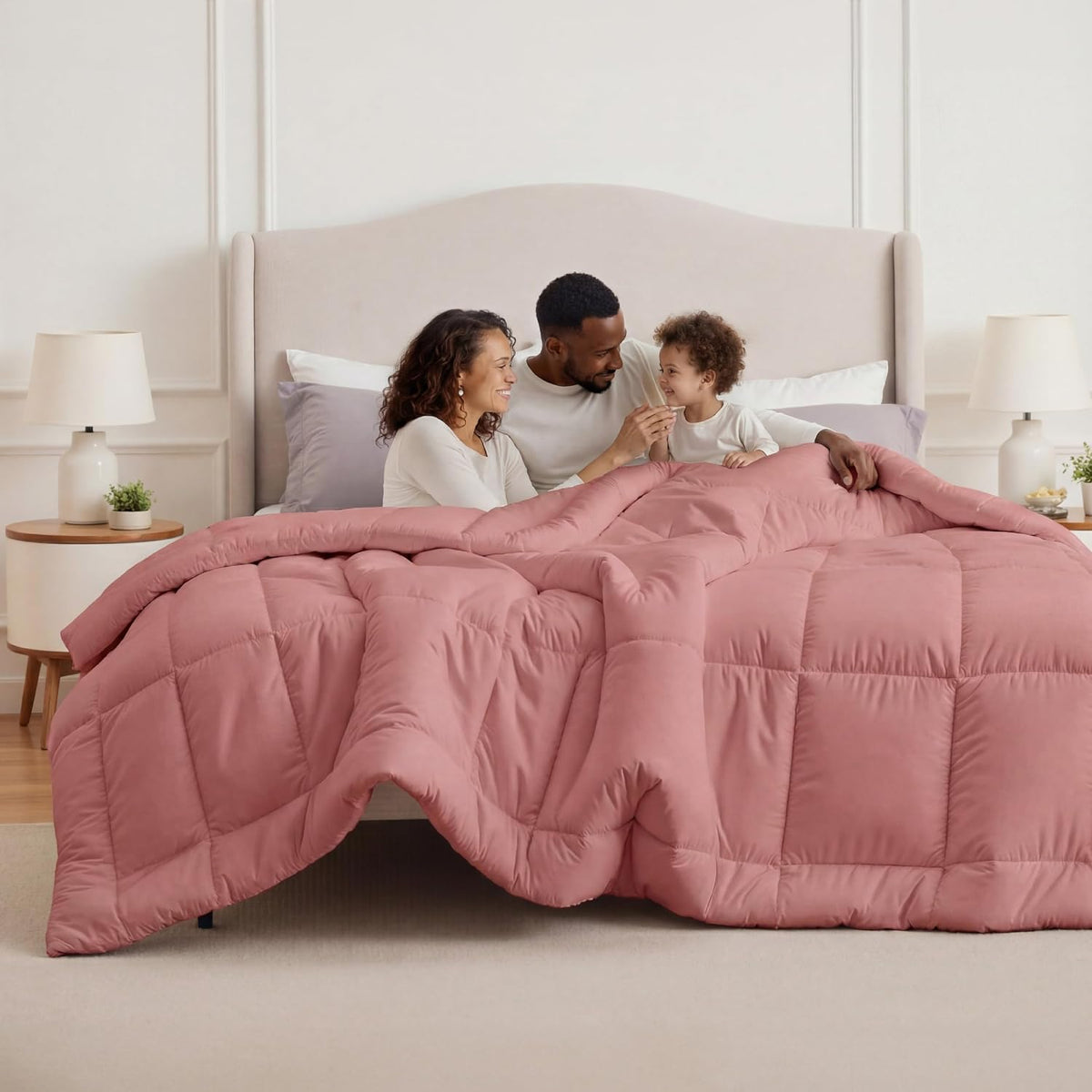 Bedsure Comforter Duvet Insert - Quilted Comforters King Size, All Season Duvet, GentleSoft Down Alternative Bedding, with 8 Tabs, Gifts for Women/Men, Light Spa Blue, King 90 x 102 Inches