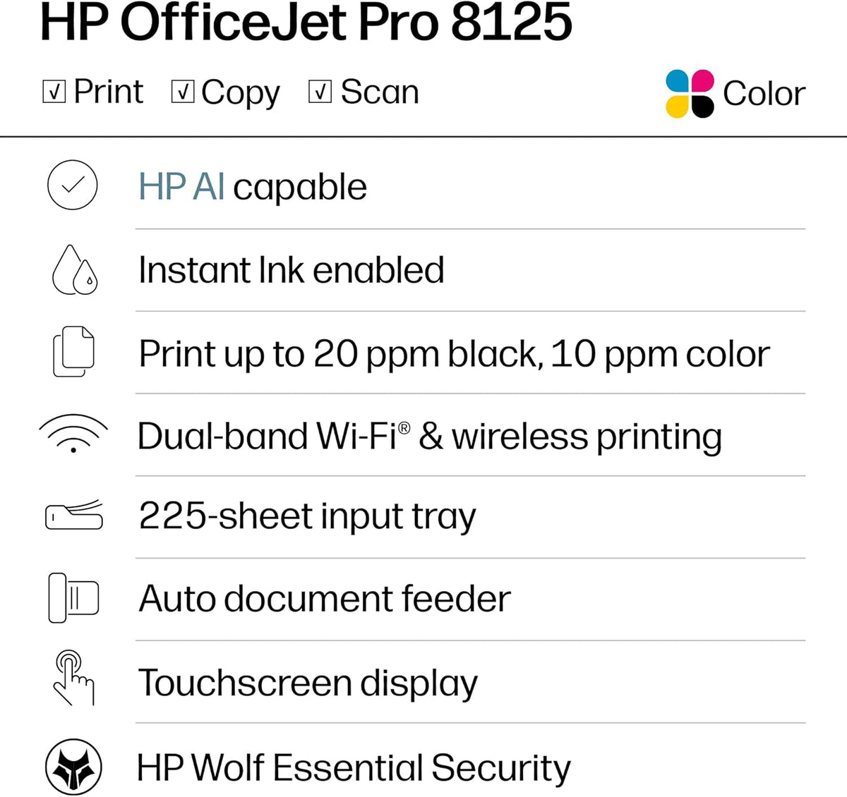 HP OfficeJet Pro 8125 Wireless All-in-One Color Inkjet Printer, Print, Scan, Copy, ADF, Duplex Printing Best-for-Home Office, 3 Month Trial of Instant Ink Included, AI-Capable (C2VJ4A) Father Jim Norris notebooks