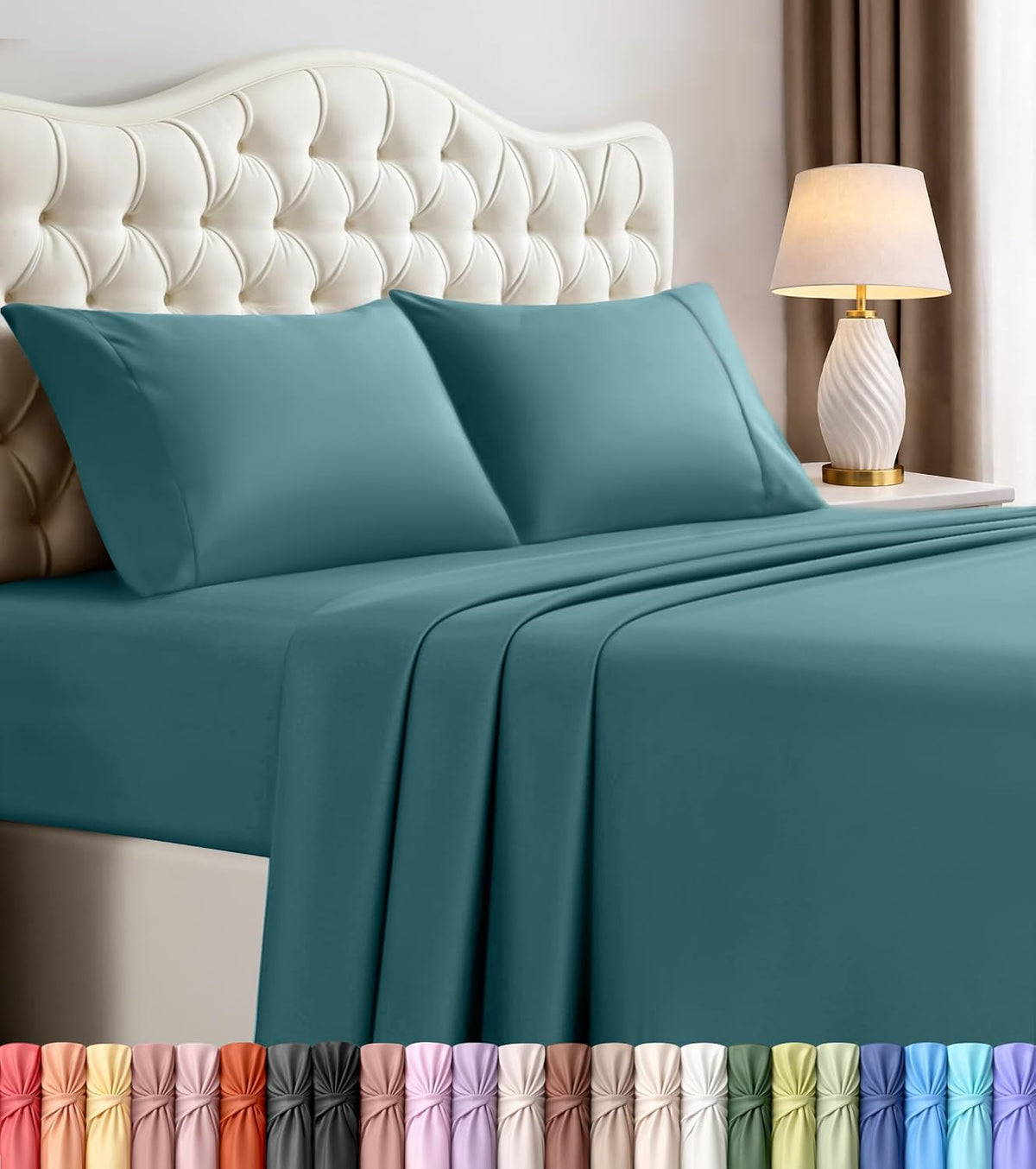 Queen Sheets Set, 4 Pieces 16" Deep Pocket Hotel Luxury Bed Sheets, Grey