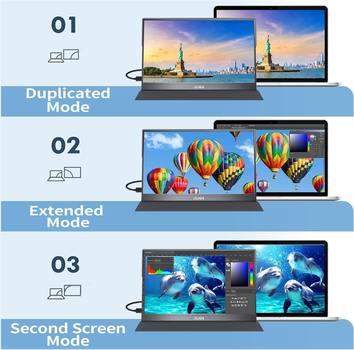 MNN 15.6" FHD 60Hz Portable Monitor USB-C HDMI IPS HDR Gaming Laptop Father Jim Norris notebooks