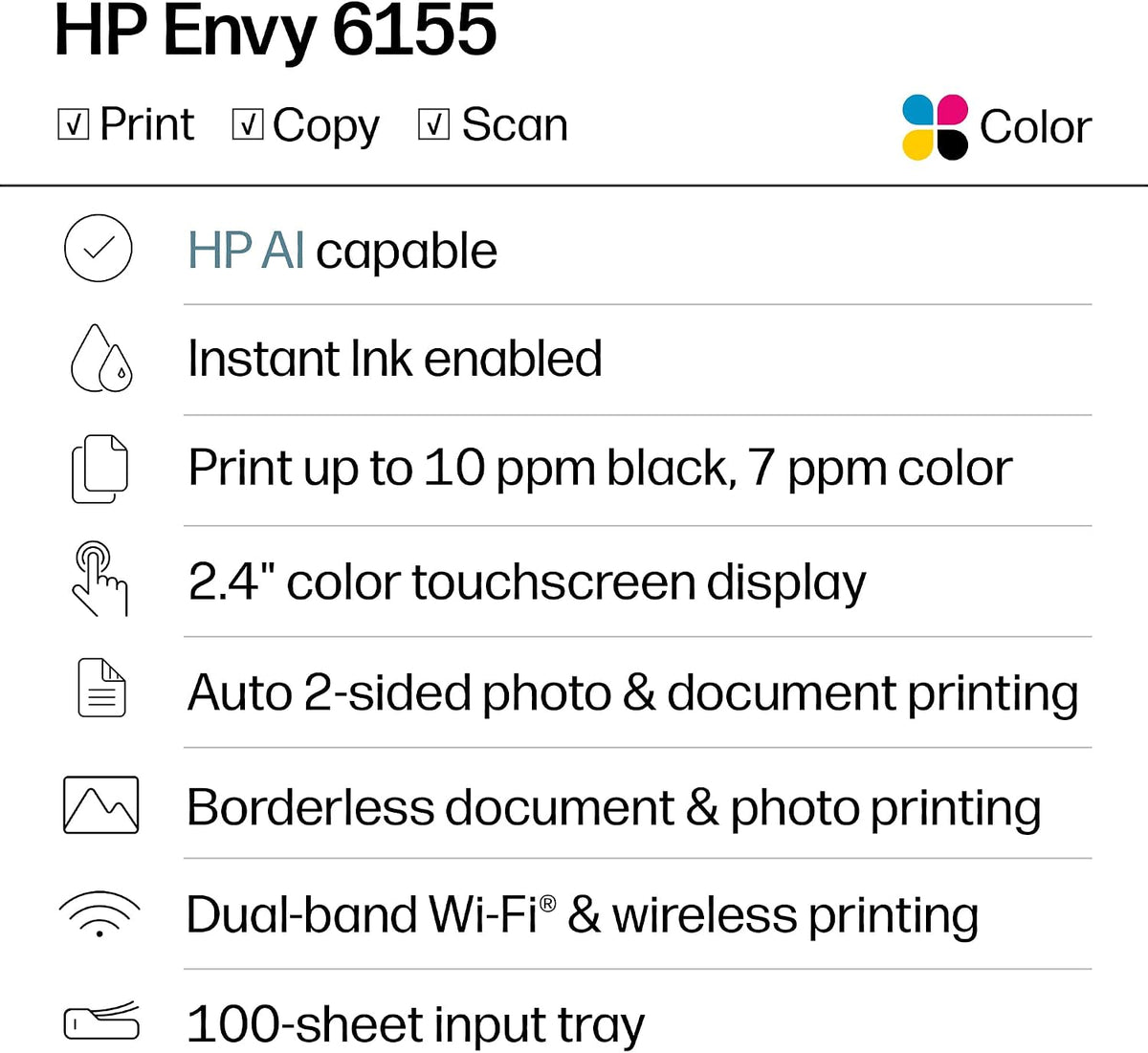 HP Envy 6155 Wireless All-in-One Color Inkjet Printer, Print, Scan, Copy, Duplex Printing Best-for-Home, 3 Month Trial of Instant Ink Included, AI-Capable (C2WR7A) Portobello Father Jim Norris notebooks