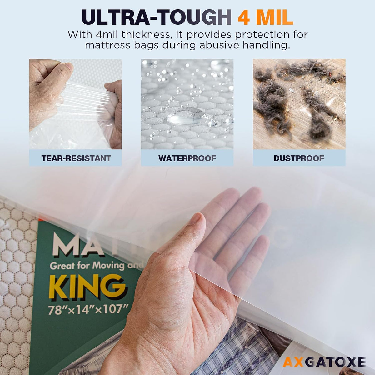 Plastic Mattress Bag for Moving Storage, King Size (1.5MIL)