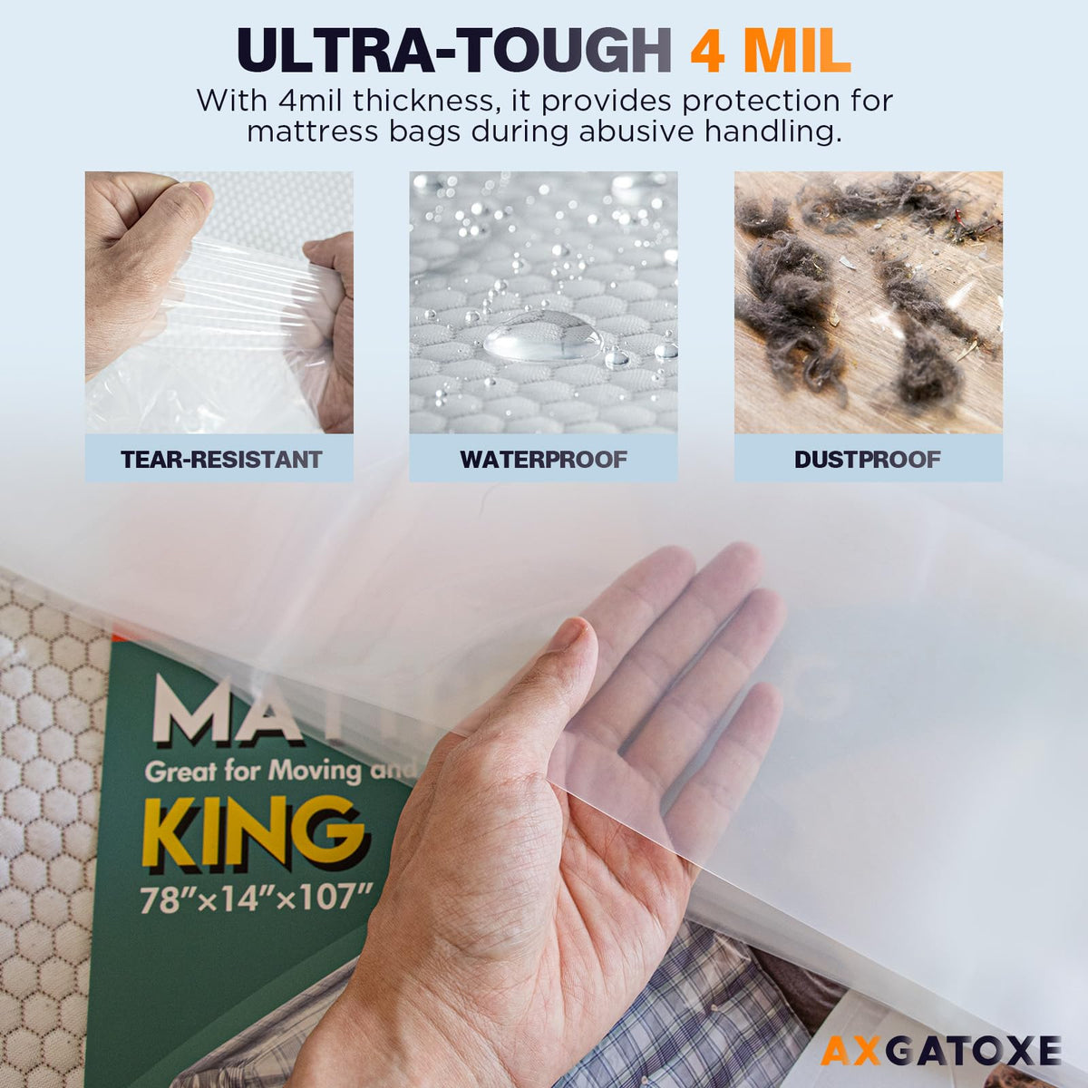 Plastic Mattress Bag for Moving Storage, King Size (1.5MIL)