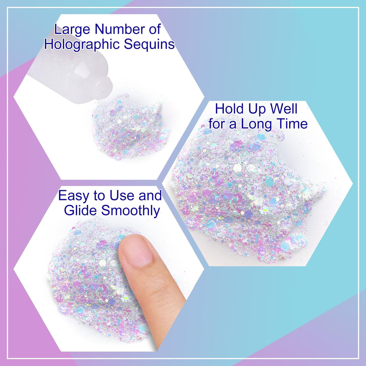 Clear White Face Body Glitter Gel, Halloween Mermaid Fairy Hair Glitter Makeup for Kids