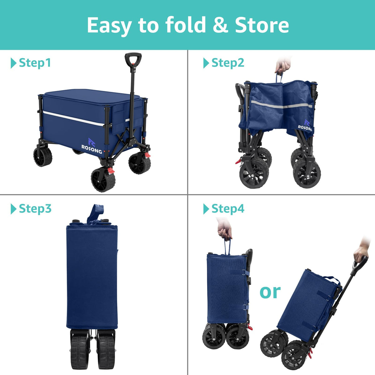 ROSONG Collapsible Wagon Cart with Wheels Foldable - Folding Utility Heavy Duty Wagons Carts for Grocery Sports Garden Shopping Camping Wheelbarrows (Pink, 120L) Father Jim Norris notebooks
