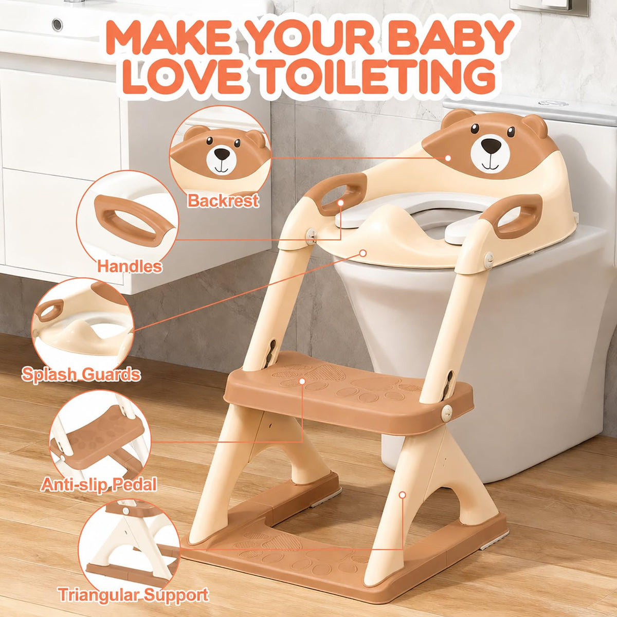 Potty Training Toilet for Toddlers, 2-in-1 Potty Training seat, Anti-Slip