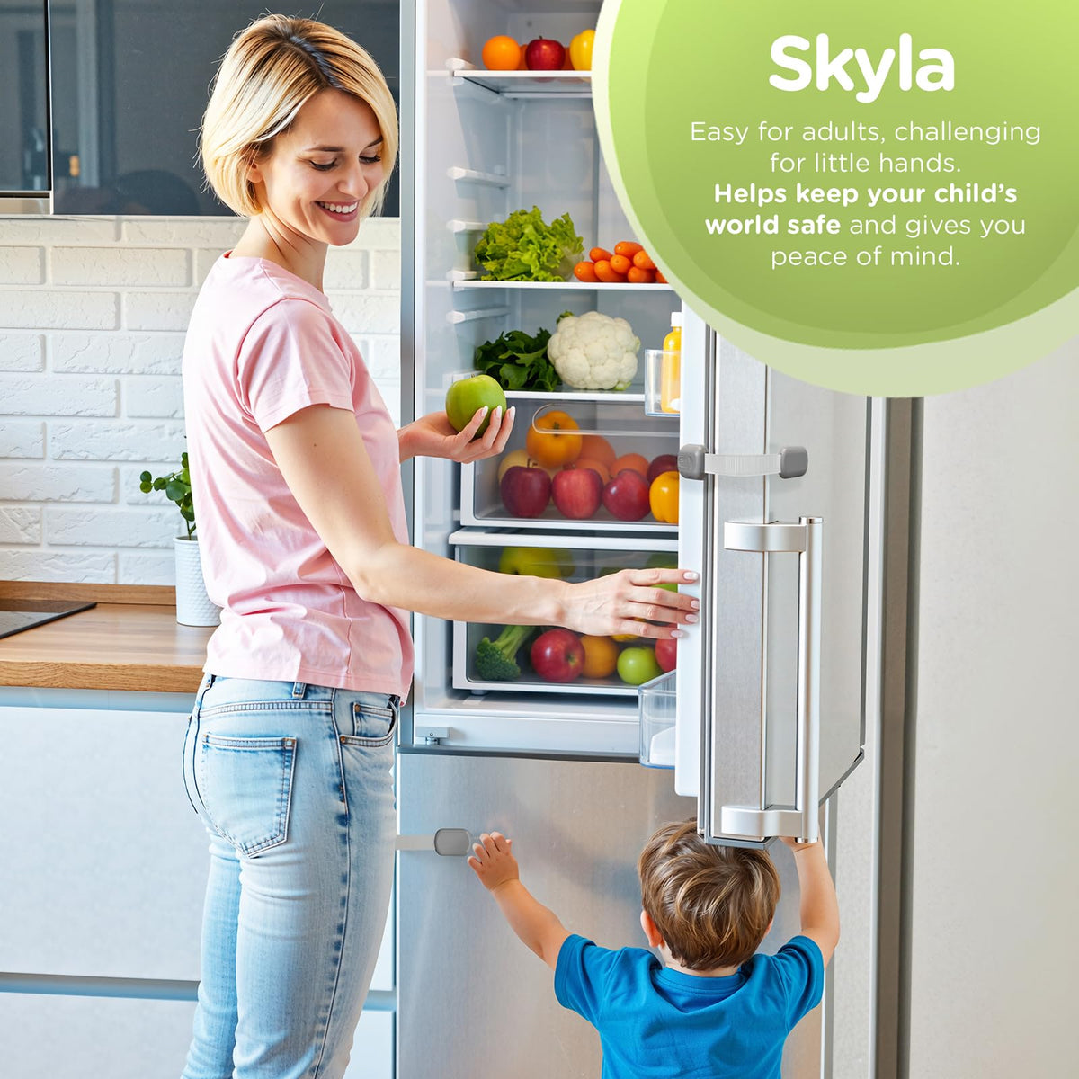SKYLA HOMES Cabinet Strap Locks for Baby Proofing, 8 Pack, White