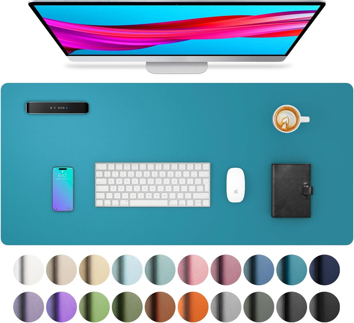 Aothia Non-Slip Waterproof PU Leather Desk Pad Protector for Mouse, Writing Desk, Office, Home, Laptop Blotter, 23.6" x 13.7", Black Father Jim Norris notebooks
