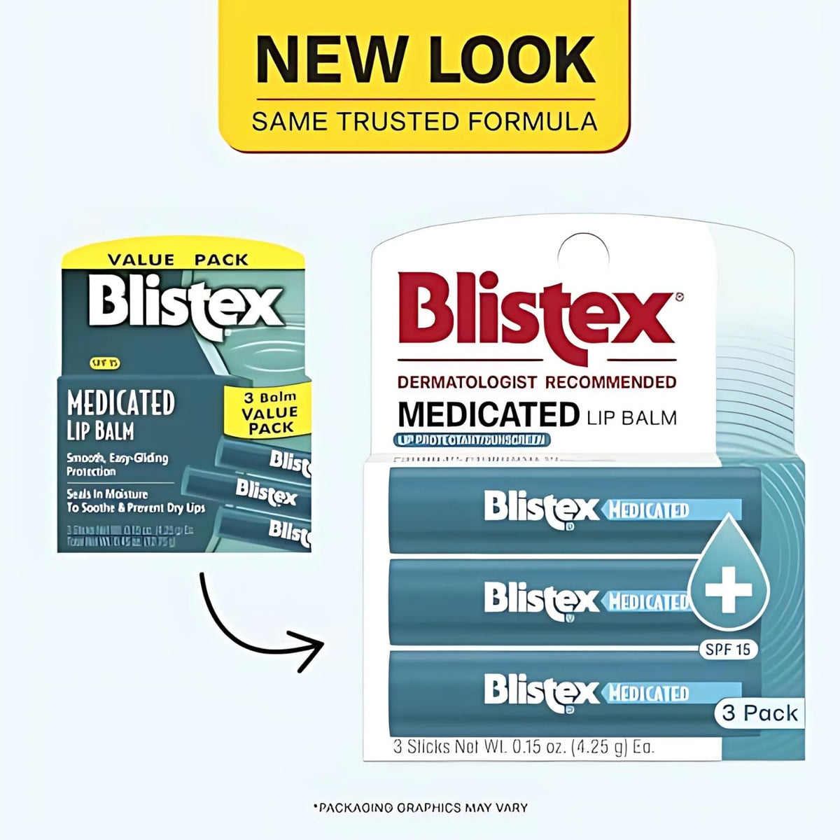Blistex Medicated Mint Lip Balm SPF 15, 24 Hr Moisture, 0.15 oz, 3 Count