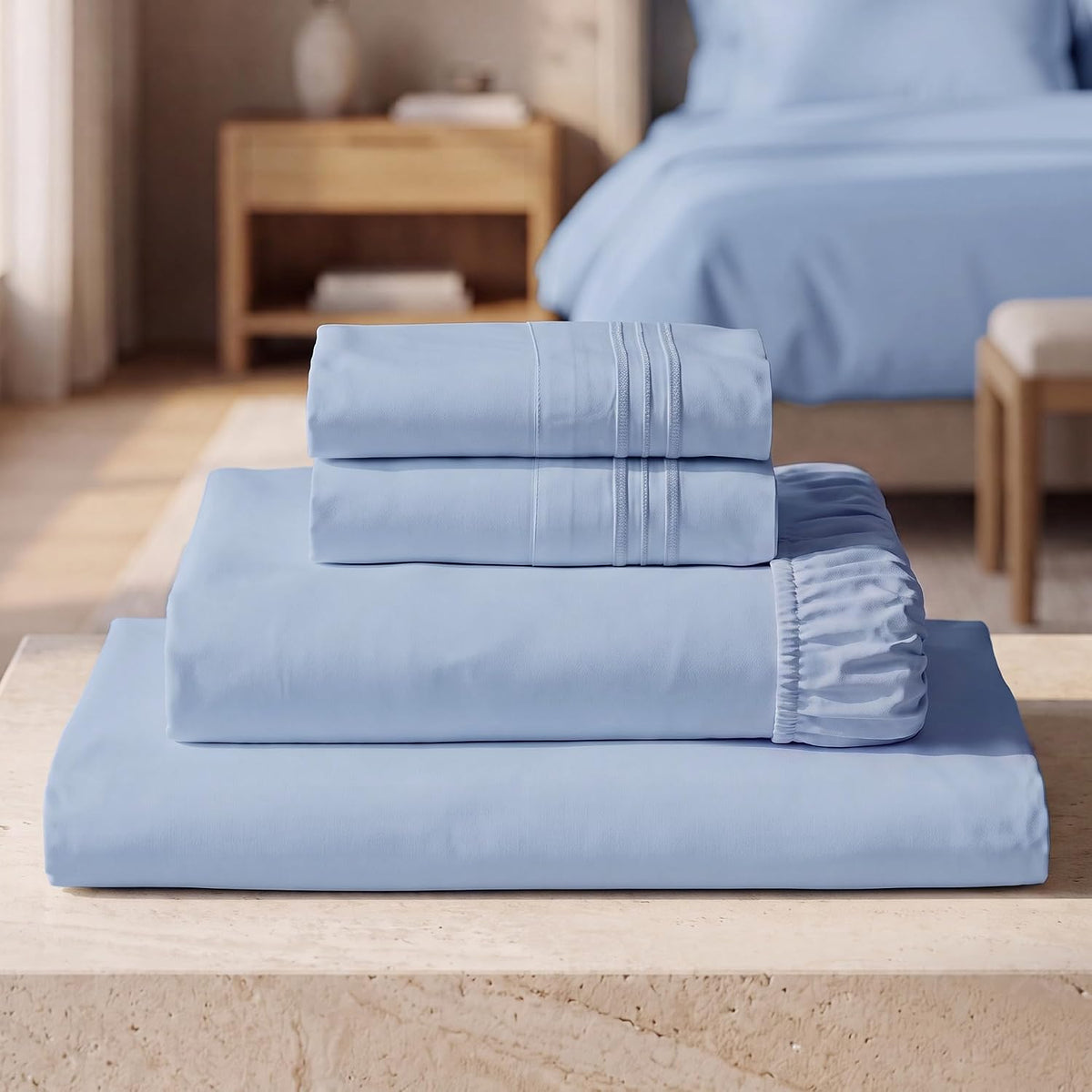 Mellanni Iconic 3-Piece Bed Sheet Set, 16" Deep Pocket (Twin, White)