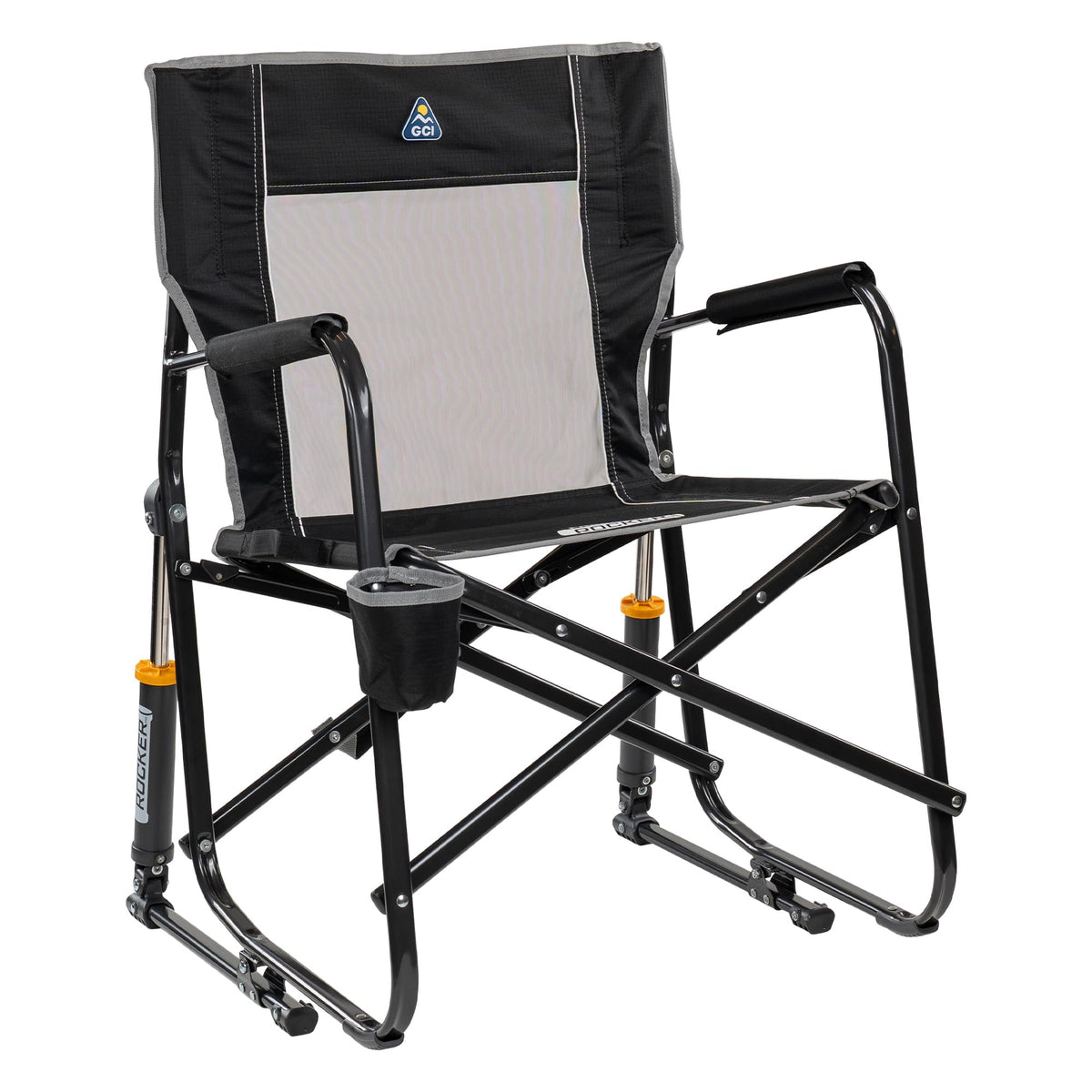 GCI Outdoor Freestyle Rocker XL with Side Table Camping Chair | Portable Folding Rocking Chair with Solid, Durable Armrests, Drink Holder & Comfortable Backrest — Black Father Jim Norris notebooks