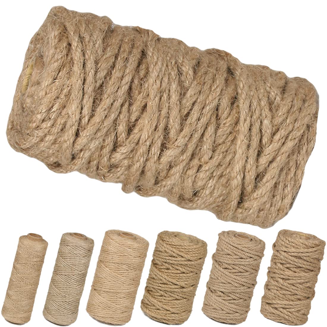 PerkHomy Natural Jute Twine 600 Feet Long Twine String for Crafts Gift Wrapping Packing Gardening Crochet Knitting Macrame Decor (Brown 2mm * 600feet)